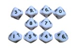 Dice Set of 10 x D10 Opaque Ten Sided Dice - White